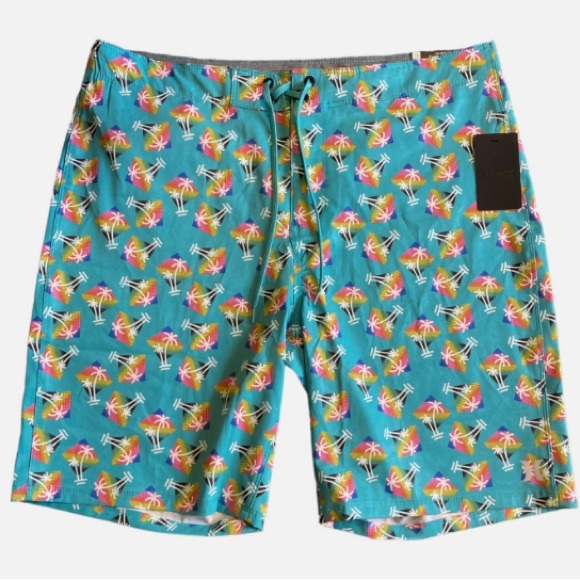 Hurley Men's Blue Palm Tree Printed Board Shorts 32 - Picture 1 of 8